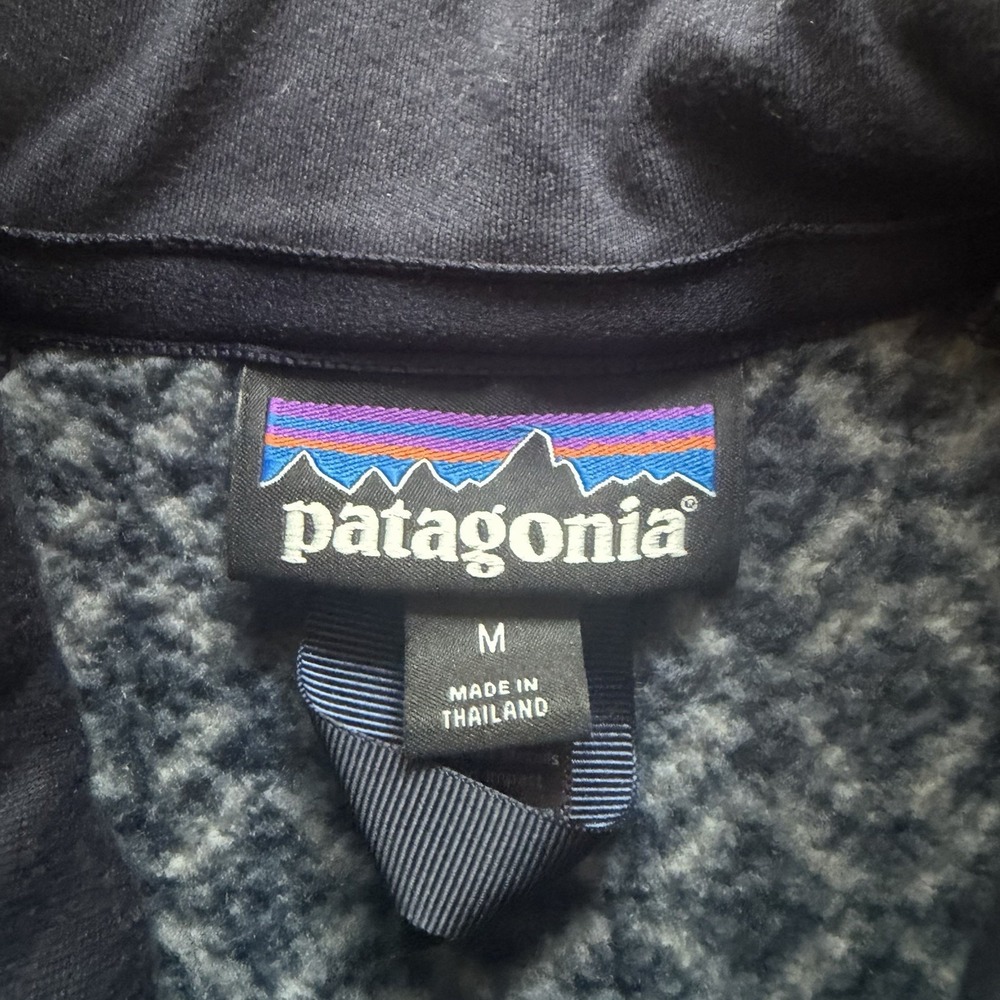 Patagonia Mens M Fleece Pullover 1/4 Zip Geometric Pattern Black Gray STY25323 - Picture 3 of 9